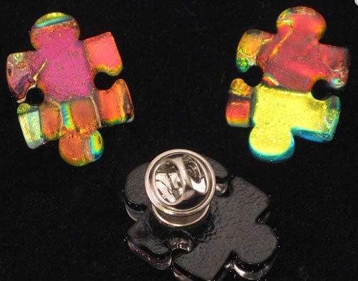 Autism Awareness Fused Glass Puzzle Piece Pin