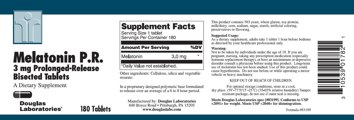 Melatonin PR (Prolonged Release) 3mg Douglas Labs